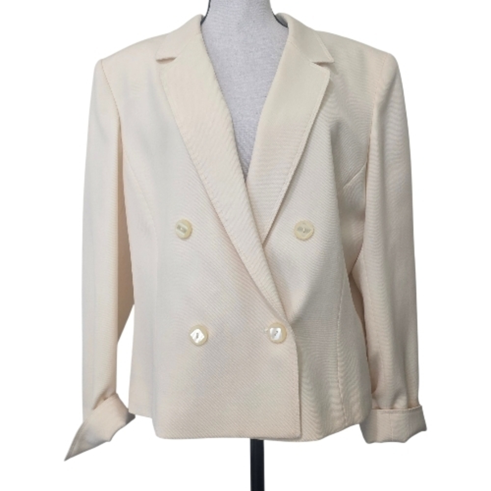 Liz Claiborne Soft Butter Yellow Wool Blazer Spring Office Quiet Luxury P14